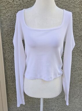 Aritzia TNA Homestretch Long Sleeve Square Neck Women's Top - White